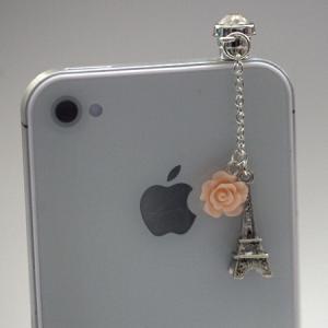 Kawaii Mini Eiffel Tower With Pink Rose Iphone..