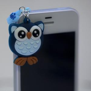 Kawaii Owl Love (blue) Iphone Earphone Plug/dust..