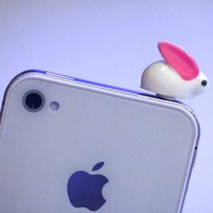Kawaii White Rabbit Iphone Earphone Plug/dust Plug