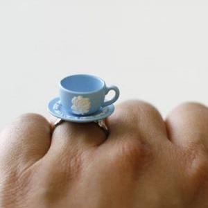 Kawaii Cute Miniature Food Ring - Teacup With A..