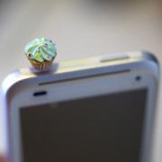 Kawaii GREEN CUPCAKE Iphone Earphone Plug/Dust Plug - Cellphone Headphone Handmade Decorations