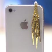 Elegant GOLD SPIKES Iphone Earphone Plug/Dust Plug - Cellphone Headphone Handmade Decorations
