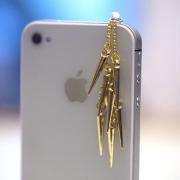 Elegant GOLD SPIKES Iphone Earphone Plug/Dust Plug - Cellphone Headphone Handmade Decorations