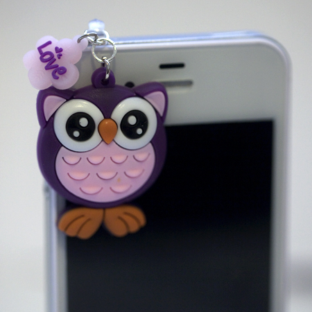 Kawaii Owl Love (pink) Iphone Earphone Plug/dust Plug - Cellphone Headphone Handmade Decorations