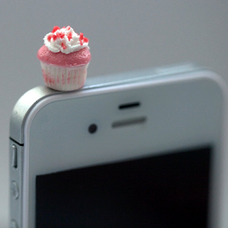 Kawaii Mini Pink Cupcake With Sprinkles Iphone Earphone Plug/dust Plug - Cellphone Headphone Handmade Decorations