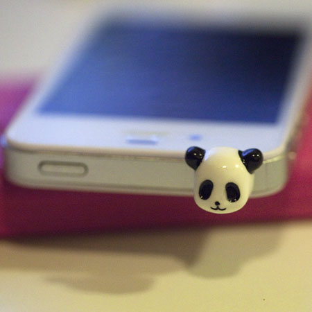 Kawaii Little Panda Iphone Earphone Plug/dust Plug - Cellphone Headphone Handmade Decorations