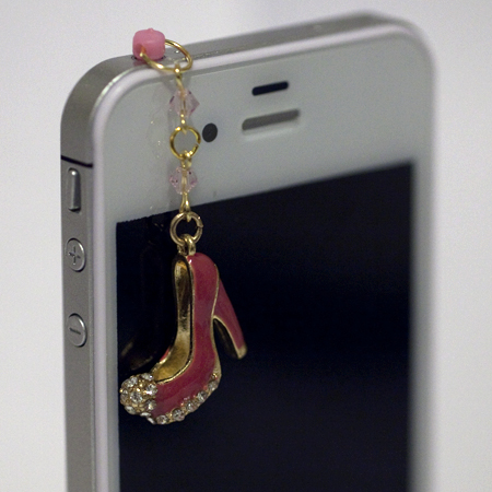 Elegant Diamond High Heel Fancy Pink Pump Iphone Earphone Plug/dust Plug - Cellphone Headphone Handmade Decorations