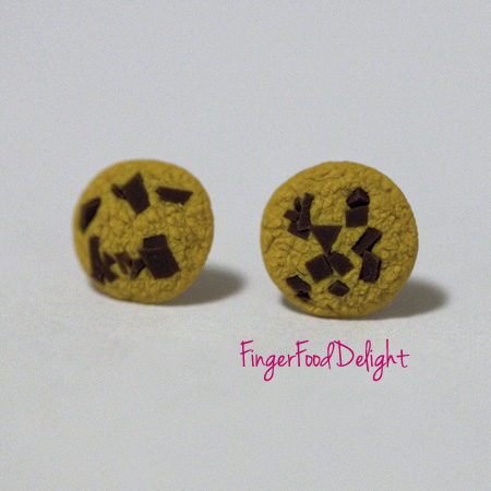 Kawaii Cute Miniature Food Earrings - Chocolate Chip Cookies